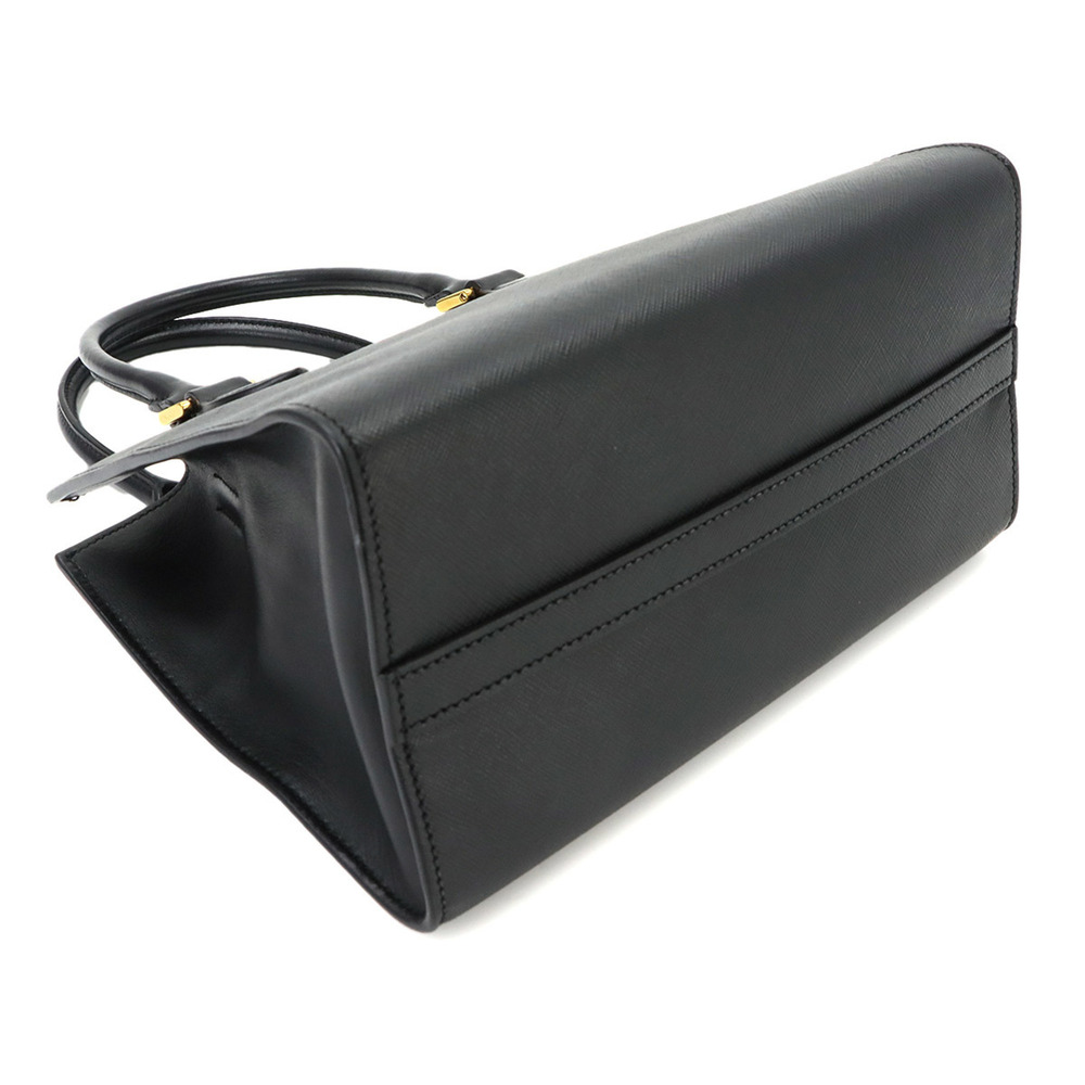 Prada Saffiano 2-way Hand/Shoulder Handbag, Leather, Nero Black, Gold Hardware - Picture 4 of 10